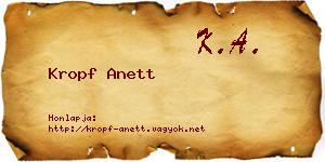 Kropf Anett névjegykártya