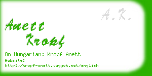 anett kropf business card